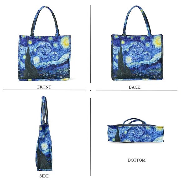Van Gogh Starry Night Painted Tote Bag and Cellphone Bag 2 Piece Set - Picture 2 of 5